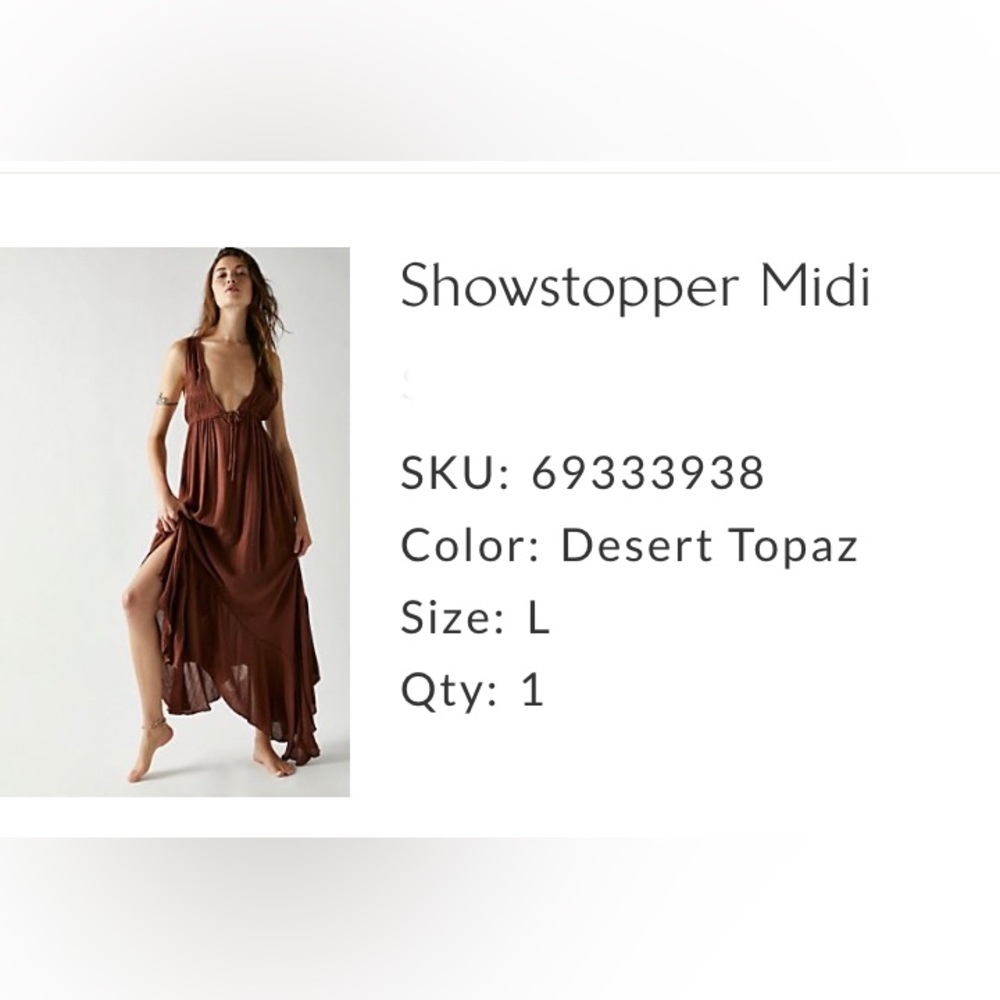 Free People | Show Stopper MIDI, Size Large in Desert Topaz. NWOT